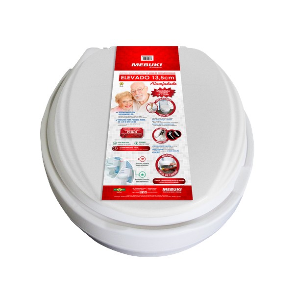 Assento Sanitário Oval Elevado 13,5cm Almofadado Mebuki