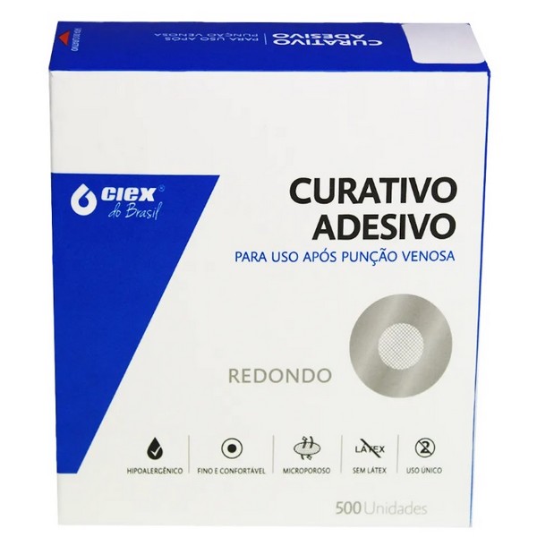 Curativo Adesivo Para Uso Após Punção Venosa Branco Redondo Ciex