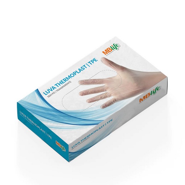 Luva Plástica Descartável Thermoplast PP, P, M, G, GG MBLife