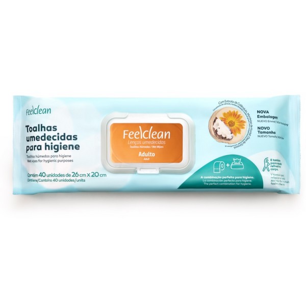 Toalha Umedecida Para Higiene Adulta Feelclean 40un